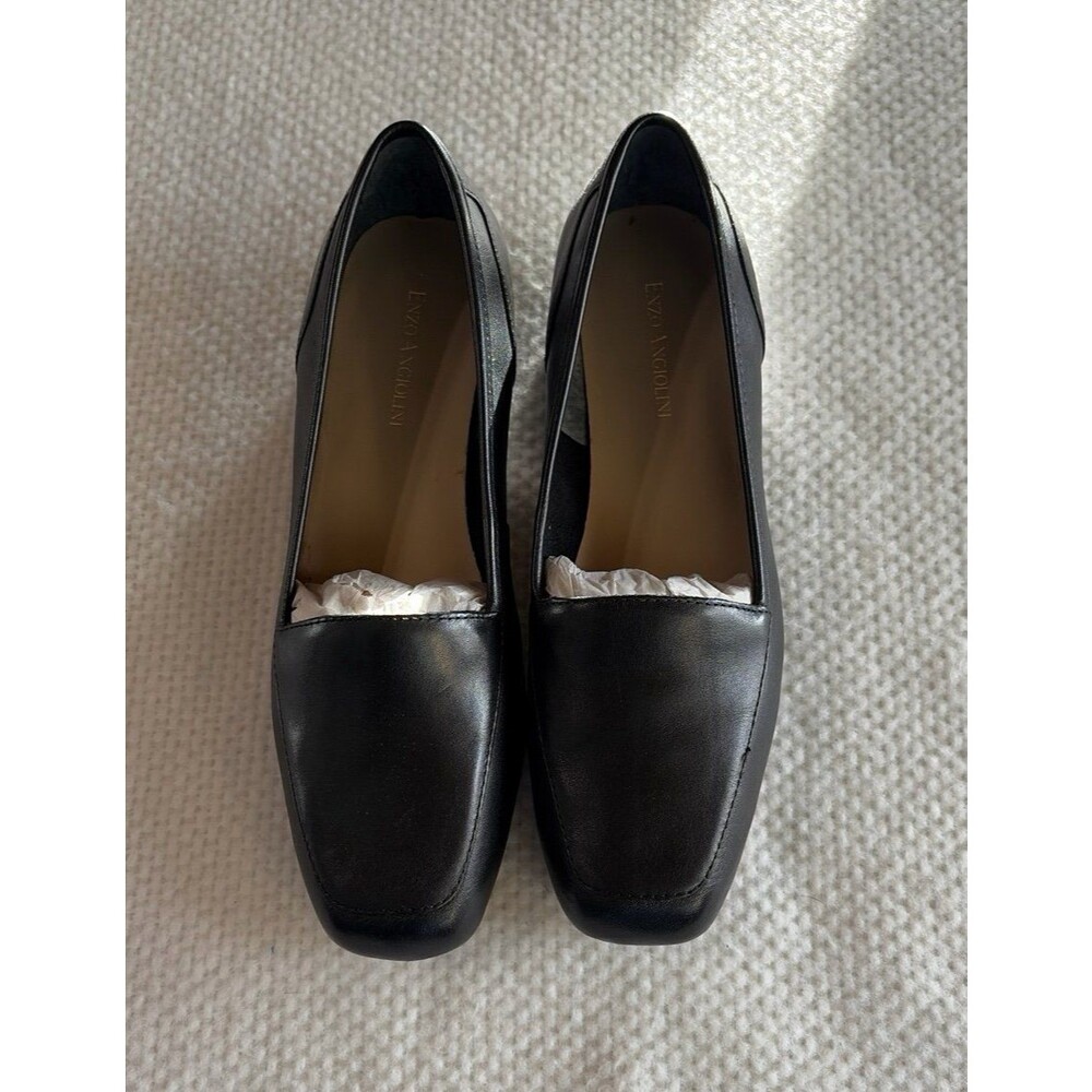 Enzo Angiolini Women’s Black Loafers - Square Toe Slip-On Flats - Size 8 1/2
